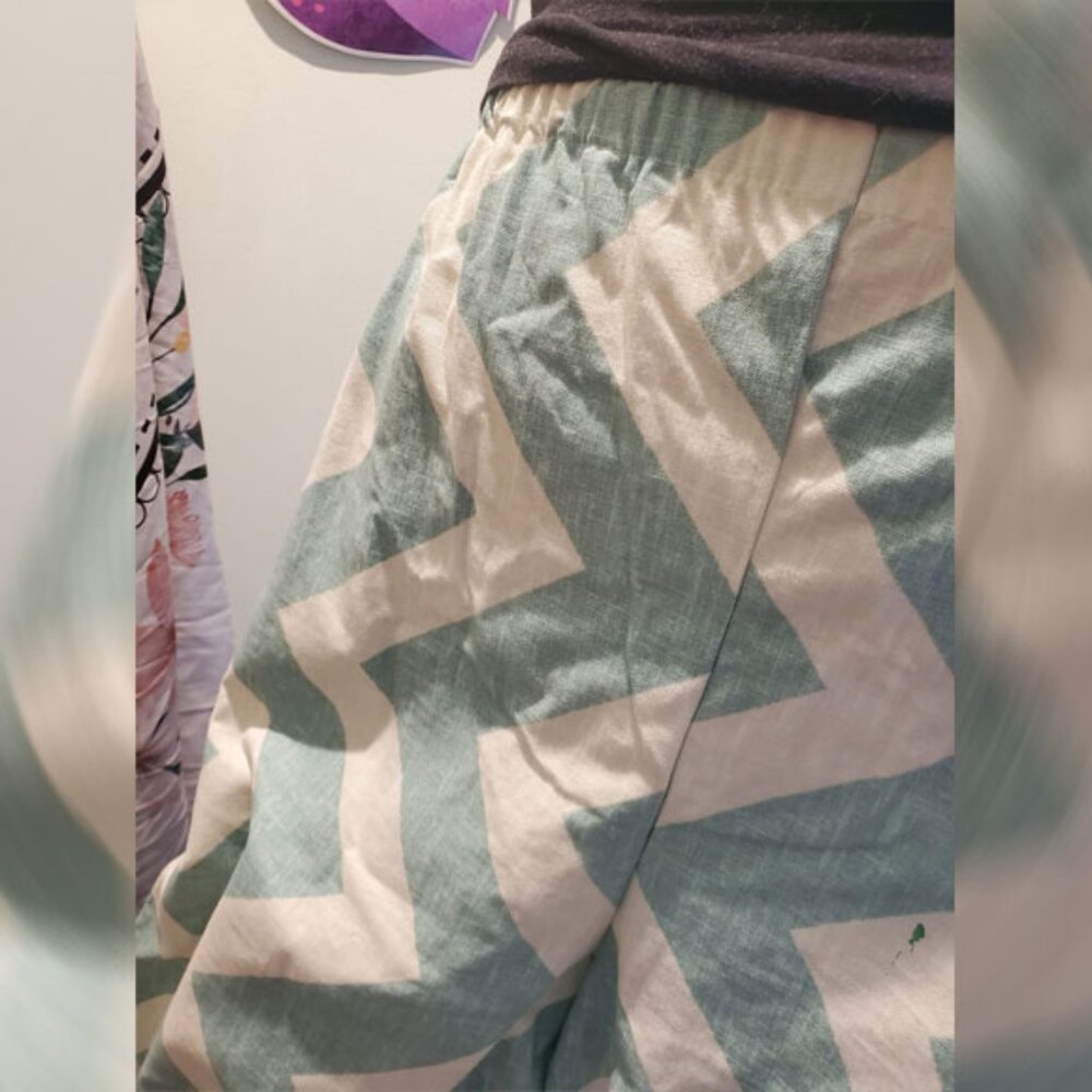 SOLD Far Out Pants - Teal Zig Zag